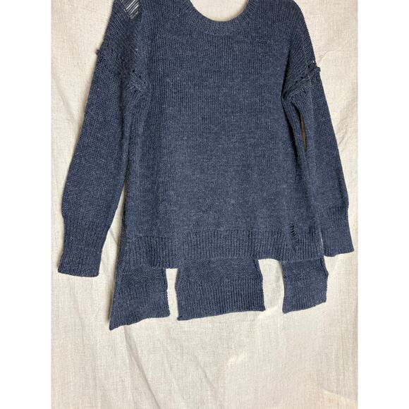 Wildfox Blue Crewneck Distressed Cutout Hem Sweatshirt Sz. XS - Picture 2 of 8